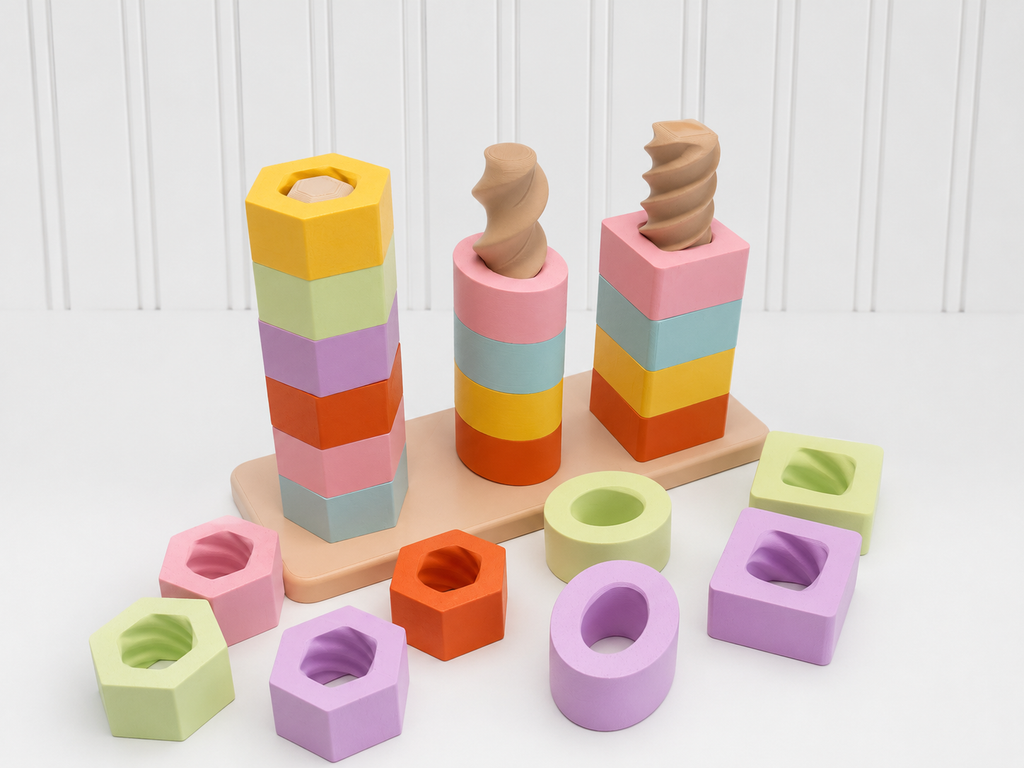 Shape & Twist Montessori – Shape Sorting & Stacking Toy